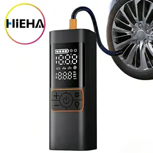 HIEHA 4-in-1 portable car tire inflation pump car accessories, 7800mAh digital dial LED light handheld bicycle motor digital accessories emergency intelligent USB mobile power supply fast wireless truck ball inflation equipment jump starter car kit
