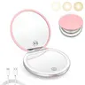 Folding Makeup Mirror with LED Light - 1 Count Glamorous Compact Purse Stuffers, Travel-Friendly Women's Cosmetic Mirror, Bright Even Illumination, Girlfriend Gifts Mini Toiletries