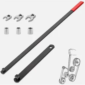 8 pc Long Handle Serpentine Belt Tool Kit for Spring-Loaded Idler Pulleys - Includes Crowfoot Wrenches and Sockets