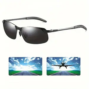 Sunglasses, Day & Night Vision Protection Glasses, Unisex Photochromic Polarized Fashion Glasses, HD Lens, Anti-Scratch TAC Lens, Zinc Alloy Frame, Casual Sport Style, Ideal Gift . TAC Lenses for Day & Night Driving