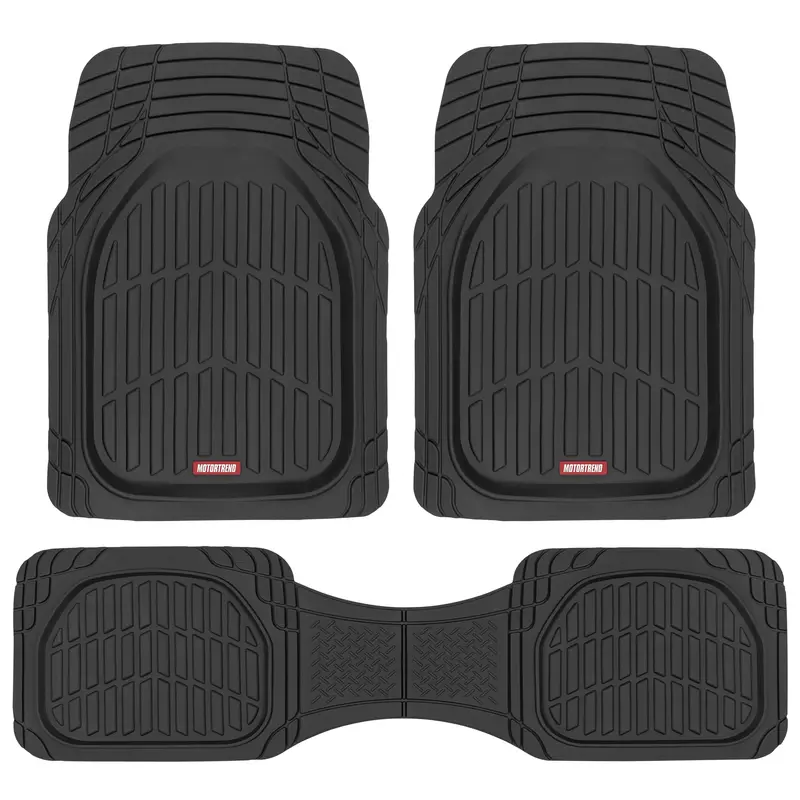 Motor Trend FlexTough Floor Mats for Cars, Deep Dish All-Weather Car Mats, Waterproof Trim-To Fit Automotive Floor Mats for Cars Trucks SUV, Universal Floor Liner Car Accessories