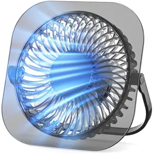 Electactic Desktop Fan with LED Night Light, 3 Adjustable Wind Speeds, Foldable & Adjustable Angle, USB Powered Ultra Quiet Personal Fan, Compact ABS Portable Cooling Fan for Home Office Bedroom Desk