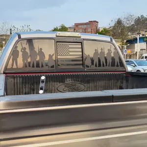 Rear Middle Window Flag Decal + Rear WIndow Solider Decal