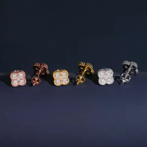 Clover Cluster Stud Earrings Lab Diamond – 14k Gold