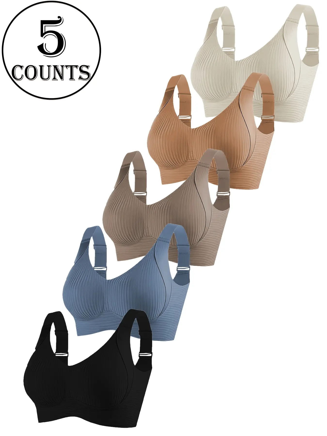 Women's Wireless Bralette Bra Set, Comfortable Breathable Soft Underwear, Daily Wear, All-Seasons, 3/4/5 Pieces, Women's Bras Women's Wireless Bralette Bra Set, Comfortable Breathable Soft Underwear, Daily Wear, All-Seasons, 3/4/5 Pieces, Women's Bras