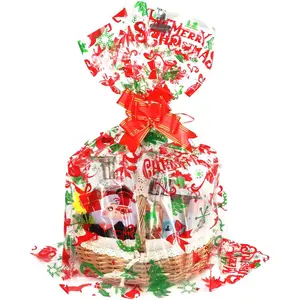 Cellophane Bags for  Baskets, 10 count 30 x 40 Inch Clear  Bags with Pull Bow Ribbon  Shrink Wrap Bags for  Basket Wrapping Plastic Cello Bag for Christmas  Basket