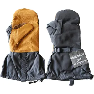 Winter Fleece Insulated Arctic Cold Weather Triger Finger Leather Mittens & Wool Liners