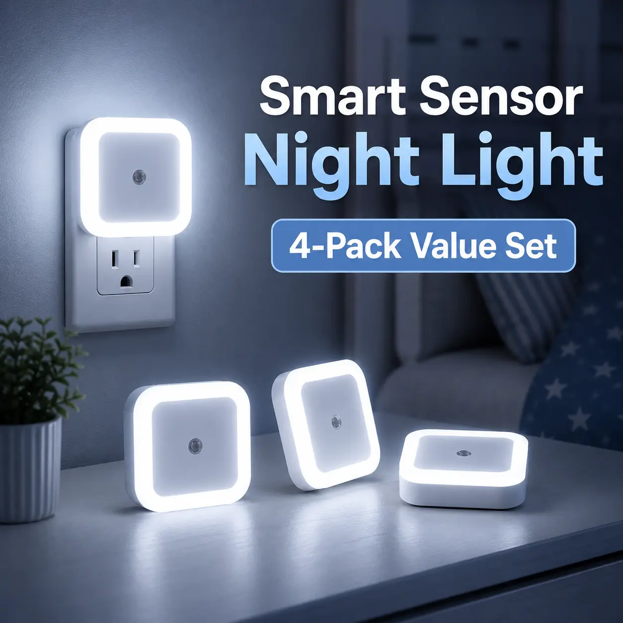 Night Light, Night Lights Plug into Wall 6-Pack, Plug in Night Light, Dusk to Dawn Nightlight Led Night Lights for Bedroom, Bathroom, Hallway Warm White Home Lighting