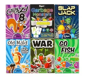 Card Games for Kids - Go Fish, Crazy 8's, Old Maid, Slap Jack, Garbage Monster, War - Simple & Fun Classic Family Table Games - Games May Vary (6 Set)