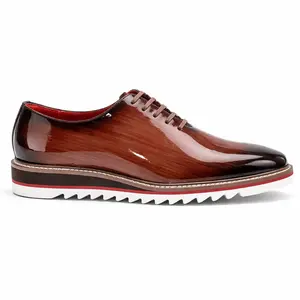 Giovanni Ruben Men’s Patent Leather Oxford Shoe: Brown