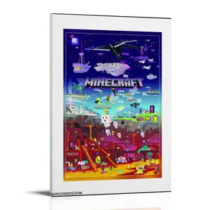Minecraft-Post World Multi-color Poster Posters Music Album Cover Posters Canvas Wall Art High-Resolution Vintage Band & Artist Prints for Room