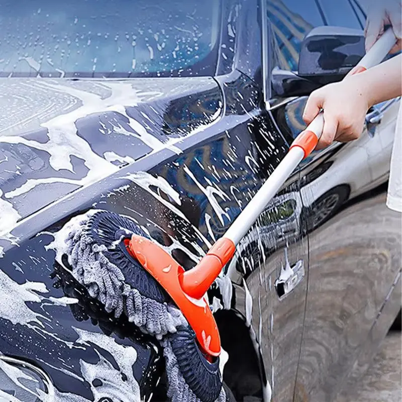 【DealsForYouDays】39'' Long Handle Car Wash Mop Brush, Durable Retractable Aluminum Alloy Rod, Rotational Fixation, Microfiber Brush Head, Avoid Scratching，Suitable for Car, RV, Truck, SUV and Home Clean - Car Wash Accessories! #summerfinds