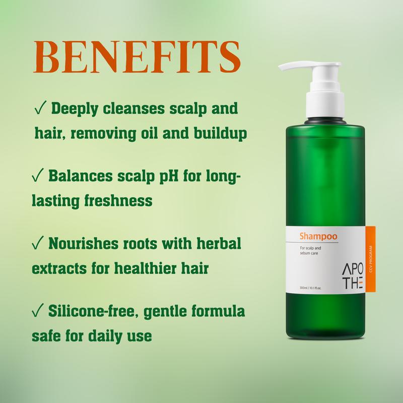 APOTHE Complete Hair Care 4-Step Routine Kit | Herbal Root & Coconut Cleanser | Scalp Detox, Sebum Balance & Residue-Free Shine