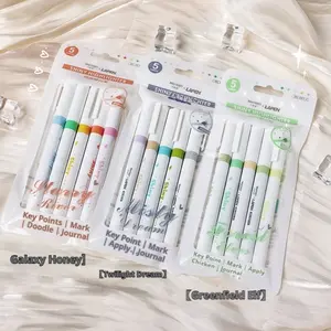 Five-Pack Fluorescent Highlighter Pens, Three Color Series Twilight Dream, Galaxy Honey, Elf, Student Marking Pen, Smooth Ink, Non-Porous