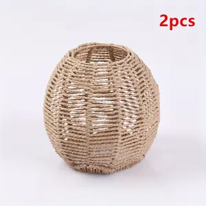 Modern Woven Fabric Pendant Light Shades Set of 2, Stylish Corded Hanging Lamps for Home, Restaurant, Cafe, and Tea Room Decor, 5.89 Inches Wide X 5.51 Inches High
