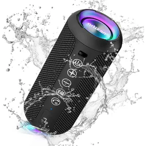 Portable Bluetooth Speaker: IPX7 Waterproof, 24W Loud Sound, Deep Bass, Bluetooth 5.3, LED Lights, Wireless Stereo Pairing, 30H Playtime, for Home/Outdoor/Party/Beach, Birthday Gift (Black)