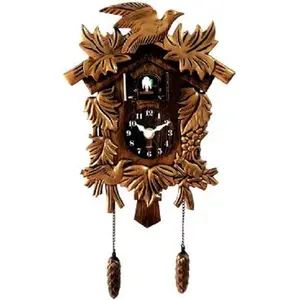 Vintage Chiming Cuckoo Wall Clock Singing Bird Classic Brown Resin for Home Decor Christmas Gifts