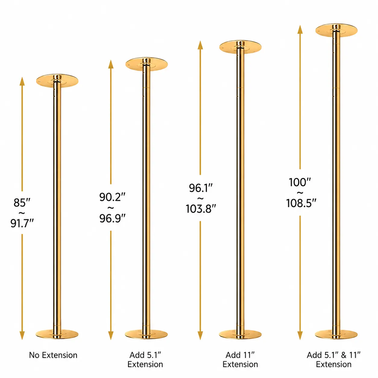 Professional Dance Pole Kit, Height Adjustable Spinning & Static Dance Pole, Heavy Duty Removable Fitness Pole for Home Gym, Studio and Stage Training