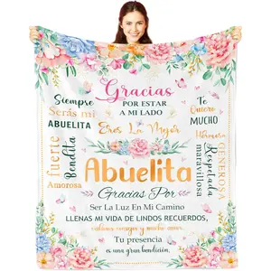 Valentine’s Day Abuela Gifts | Soft Flannel Abuelita Blanket/Manta, Regalos para Abuela en Español, Perfect Birthday & Mother’s Day Gift for Grandma, Cozy for Sofa Bed Napping, Four Sizes