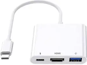 USB C to HDMI Multiport Adapter, USB C Digital AV Adapter for iPhone 15, Multiport AV Adapter with 4K HDMI Output USB 3.0 Port & USB-C Fasting Charging Port Compatible for MacBook Pro, iPad Air