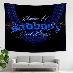 Junior H Art-Themed Tapestry - Modern Wall Hanging Suitable for Teen Room Decor, Horizontal Fabric Art Print, Stylish Bedspread Accent for Bed or Couch - -Care Decorative Piece