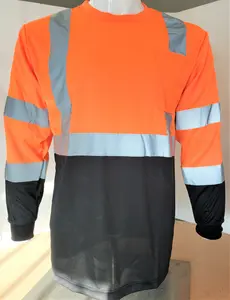 High Visibility Orange / Black Safety long sleeve shirt/ reflective Orange black safety shirt ( SEE SIZE INFORMATION ON Description)
