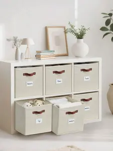 3/4/6pcs Foldable Cube Storage Bins, 10.5x11" Fabric Organizers for Shelves & Closets