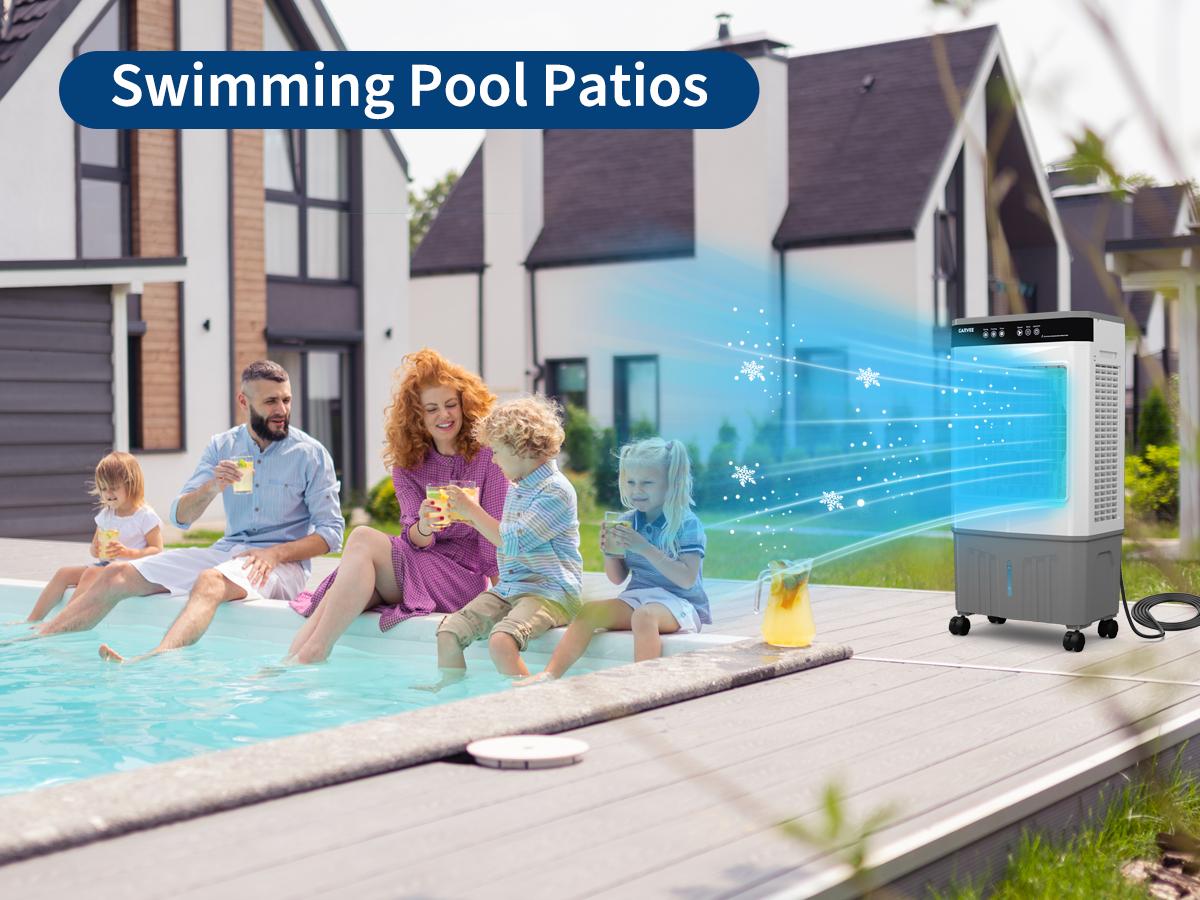 3500CFM Swamp Cooler, Evaporative Air Cooler, 120°Oscillation Air Cooler with Remote Control,Portable Air Conditioners, 24H Timer, 3 Modes & Wind Speeds for Outdoor Indoor Use, 11.6 Gallon