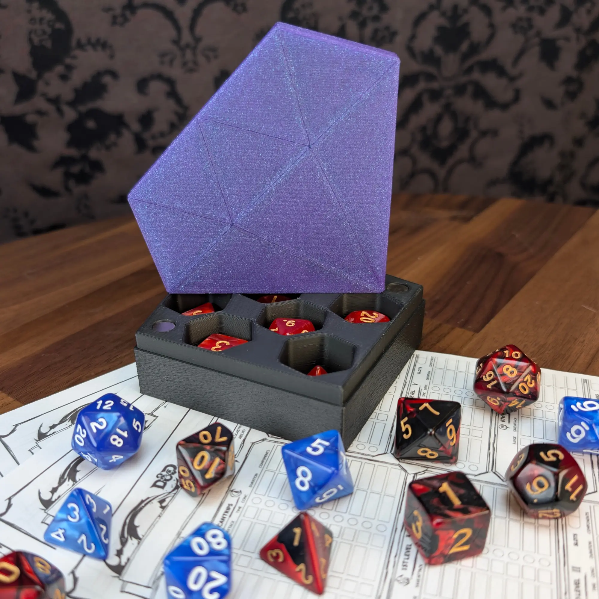 Diamond Shaped 3D-printed Dice holder for 20mm dice - Made in USA, Choice your color