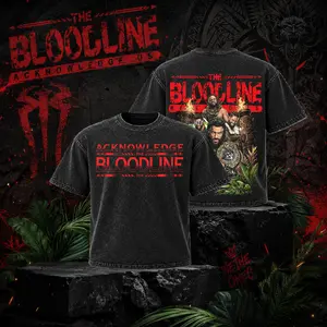 7787 Clothing The Bloodline Roman Reigns Menswear Washed Graphic T-Shirt WWE Wrestling Streetwear