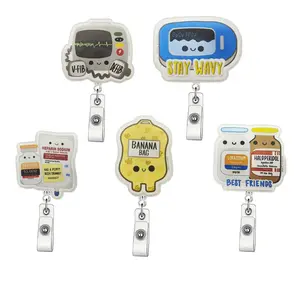 Fun Retractable Badge Holder, 1 Count Acrylic Name Badge Clip, Identification Badges & Supplies for Nurses, Jobs, Volunteers, Office Workers, Badge Reels Retractable