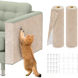 2PCS 39.4"x15.8" Self-Adhesive Cat Scratch Mats - Trimmable DIY Cat Scratcher Pads for Couch, Wall, Doors & Furniture Protection, Durable Anti-Scratch Cover for Cat Towers & Replacement Pads (Beige) - Home Improvement.