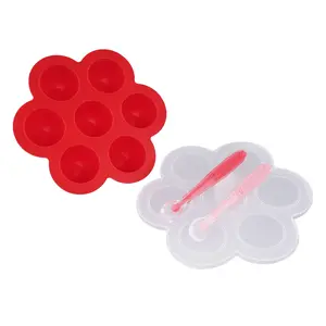 Acorn Baby Red Food Container Freezer Tray with Thin Lid and 2pk Spoons
