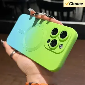 Gradient Magnetic Wireless Charging Protective Phone Case for iPhone 16 Pro/16 Pro Max/16 Plus/16/15/14/13/12/11 Pro Max – Soft TPU Cover with Camera Lens Protector