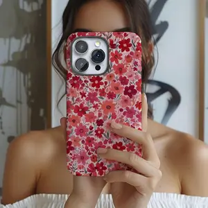 Think Pink  Pretty Floral Phone Case iPhone 16 Pro Max iPhone 15 14 Pro Cute Trendy Cottagecore Aesthetic Phone Case
