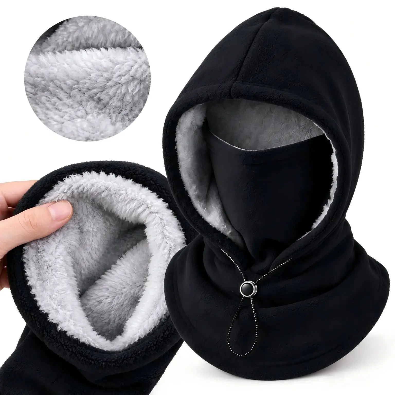 One-piece flannel warm mask hat, outdoor cycling windproof and cold autumn and winter style, warm hat with neck mask