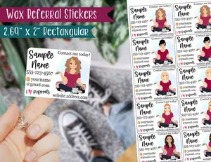 Wax Referral Business Labels, Mailing Labels---Large Rectangular