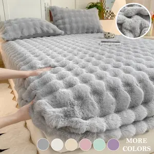 1 Count Tie-Dye Bubble Fleece Milk Velvet Bedding Set, Ultra-Soft Skin-Friendly Faux Rabbit Fur Fitted Sheet for Kids, Pets & Elderly, Machine Washable, Perfect for Bedroom, Dorm & Hotels