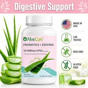 AloeCure Probiotics + Enzymes for Women's Health 10 Billion CFU 30 Capsules Organic Aloe Vera & Bromelain Digestive Support