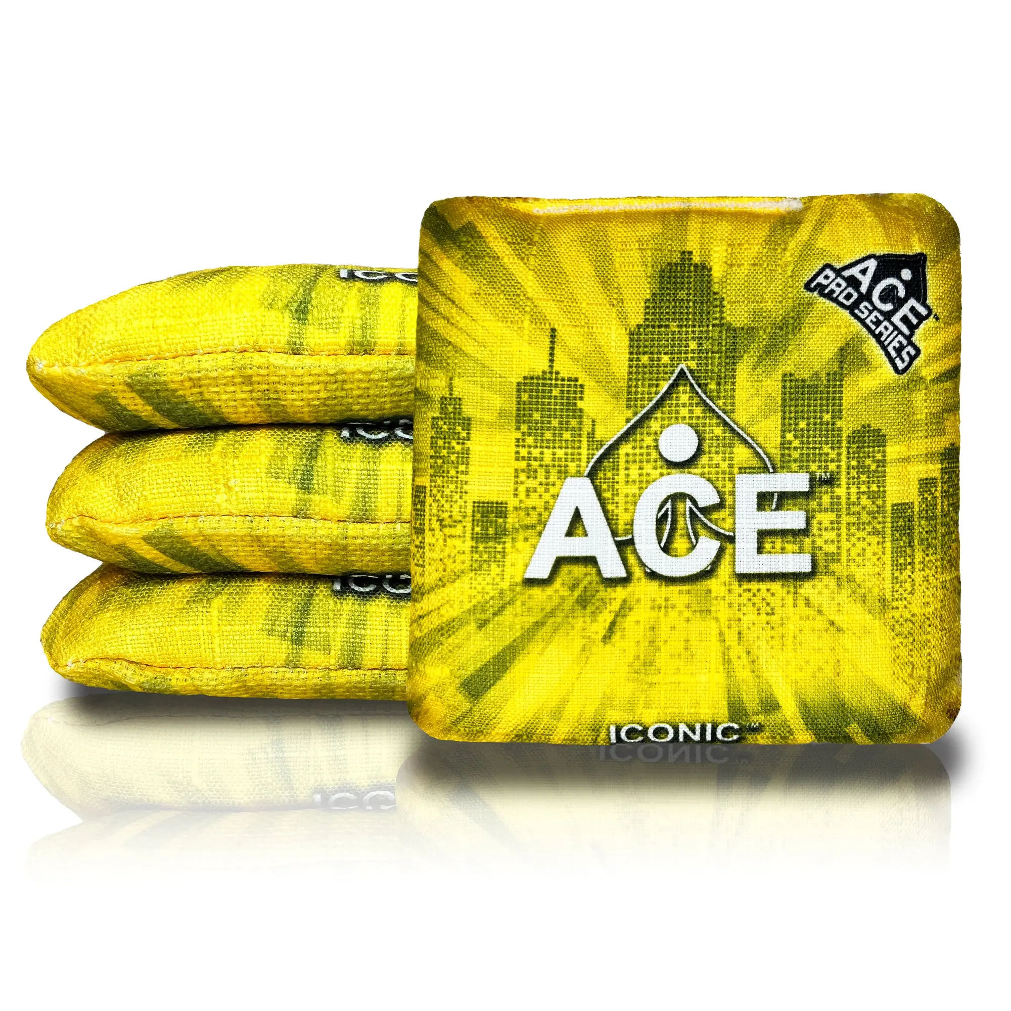Iconic Series Yellow Cornhole Bags | ACE Pro Stamped, Set of 4