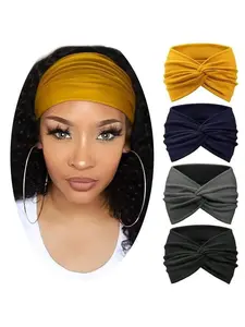 Beloved:This 4PC Set Of Brand-new Solid Color Wide Headband Is Suitable For Women  Cruciform And Tie.It Is Also Suitable For Athletics, Zen, Fashionable ' Headscarves, Casual Women'S Athletics Hair Wide Headband, And Women'S Headscarf Headband-x Cute Clip