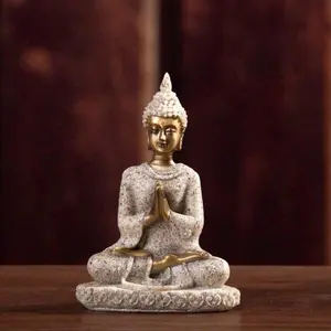 Resin Buddha Statue Figurine, Religious Home Decor Small Sitting Buddha Ornament, Living Room Accent Piece, Spiritual Zen Decoration