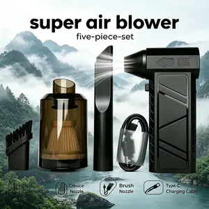 High-Power Rechargeable Portable Blower Cleaner with Smart Control, Smart Display, 130000 RPM, 4-Speed Adjustable Settings, 5 Nozzles, Large-Capacity Battery, for Computer Keyboard, Car, Home Use, Ideal Holiday Gift