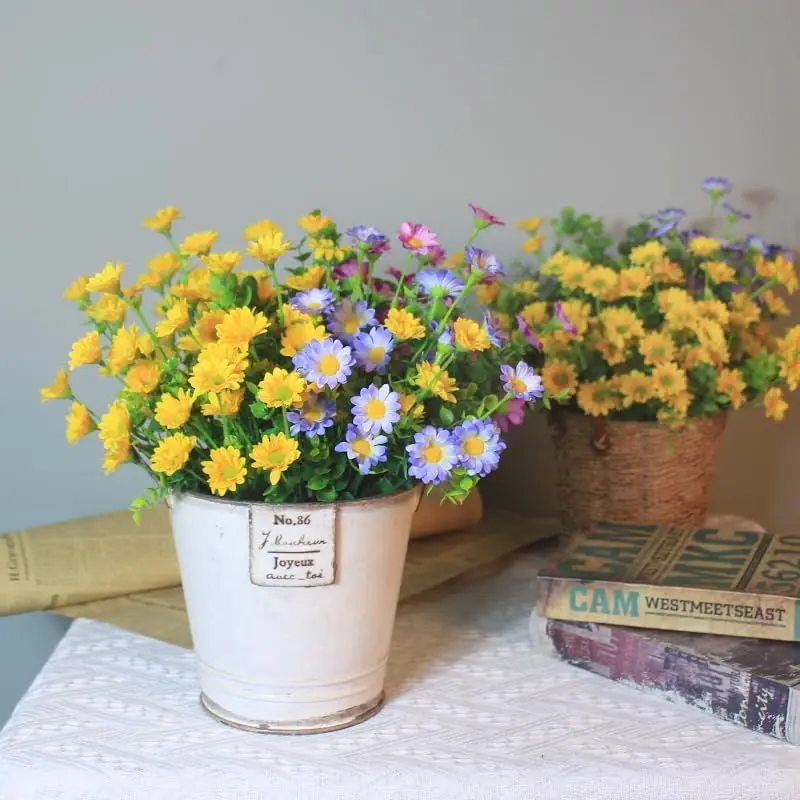12 Bouquets Artificial Daisies, UV Resistant Plastic Faux Flowers, Decorative Fake Flowers for Indoor and Outdoor Use, Fake Floral Decor for Window Box, Garden Pots #GLOBAL PICKS