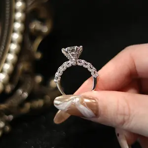 【#333 Vivian Crown】2CT Synthetic Moissanite Ring for Women, Promise Rings 925 Sterling Silver D Color VVS1 Wedding Band Moissanite Engagement Ring,Size 5.5-10