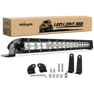 Nilight 17-Inch 80W Power Slim LED Light Bar, 8000LM High Output, Aluminum Alloy, Spot-Flood Beam, with Mount for Automotive & Motorcycle Use