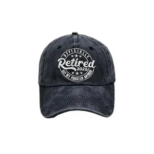 Vintage Black Retired 2025 Hat, Comfortable Washed Cotton Cap, Ideal for Retirement Party, Travel & Daily Wear