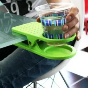 Korean Creative Large Table Edge Cup Holder, Random Color Plastic Cup Rack, Office Desk Side Clip-On Cup Stand, Big Clamp, Desk Accessories