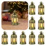 CANDELDO 10-Pack Antique Mini Flameless Candle Lanterns - Home Accessories, Portable Hanging Centerpieces, LED Candle Stand, Batteries Included, Wedding Gift, Indoor/Outdoor Evening Decor