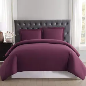 Full/Queen Everyday Duvet Cover Set Burgundy - Truly Soft: OEKO-TEX Certified, Microfiber, Includes 2 Shams